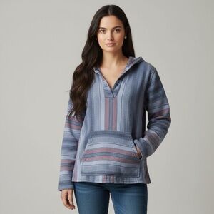 🌻Pendleton Blue Surf Western Striped Hooded Pullover Women's Size Small